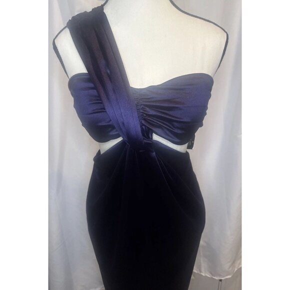 EXPRESS Womens Purple Satin Asymmetrical One Shoulder Rayon Slip Dress Sz S NEW - Picture 2 of 8